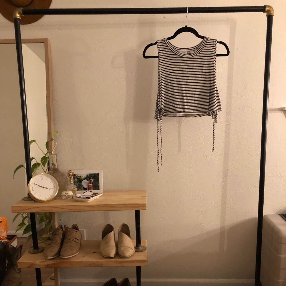 White and Black stripped crop